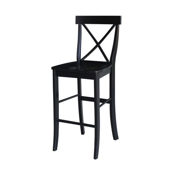 International Concepts X-Back Bar Height Stool, 30" Seat Height, Black S46-6133